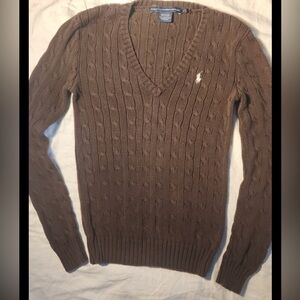Ralph Lauren Women's Brown V-Neck Sweater